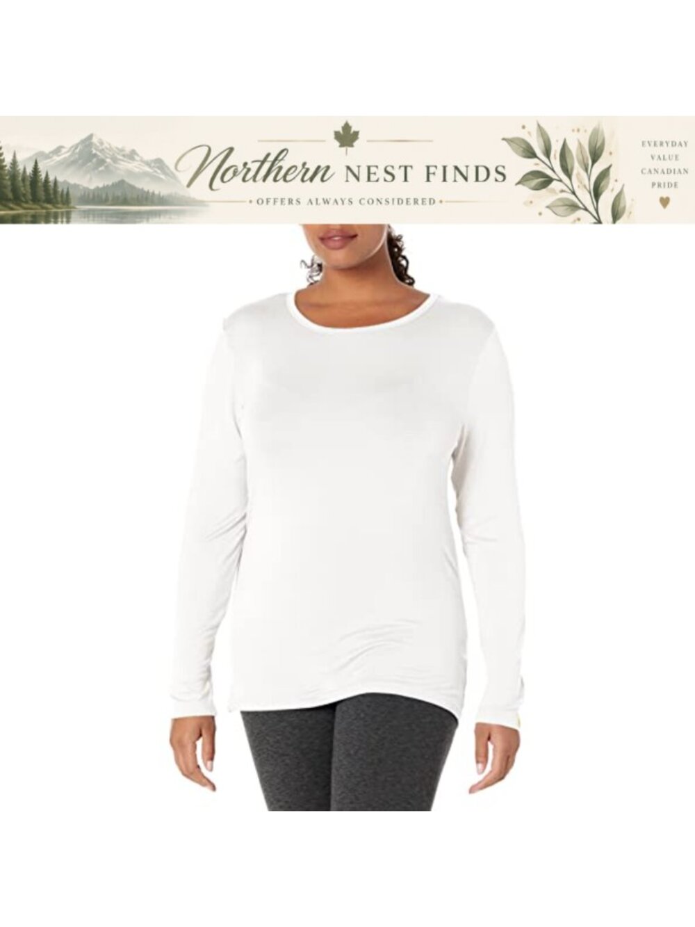 Womens Long Sleeve Silky Tee Crew Neck Regular Fit Pullover